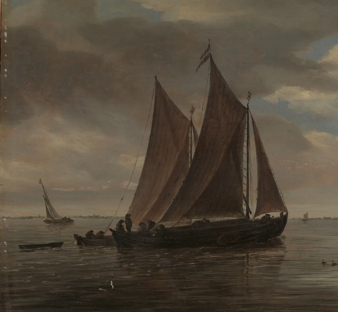 Fishing Boats on a River by Salomon van Ruysdael