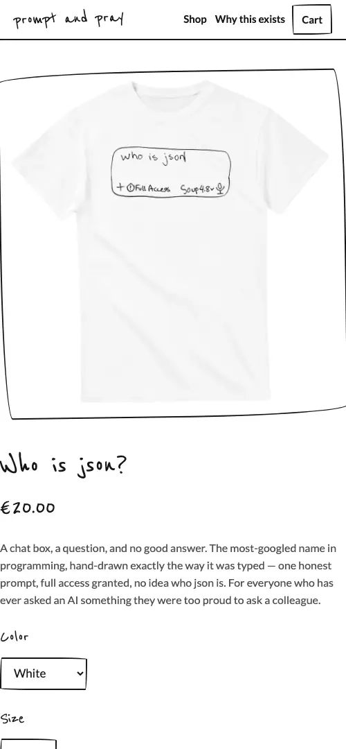 The product page on a phone screen, with nothing squeezed or cut off