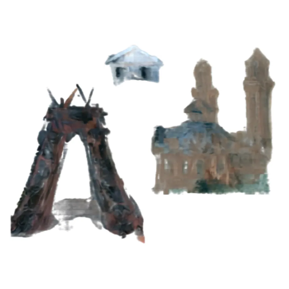 A collection of famous French buildings from a painting