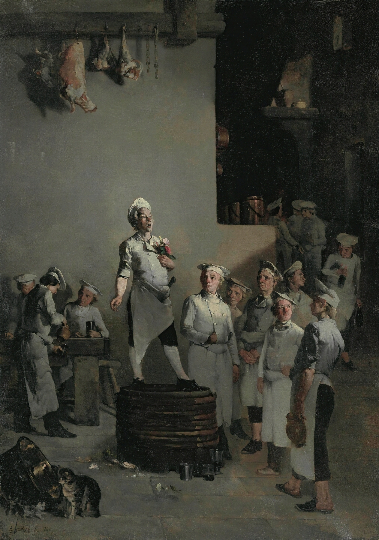 La Fête du Chef — classical painting of a kitchen scene